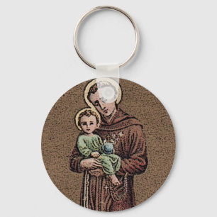 St Anthony u. Baby Jesus Schlüsselanhänger