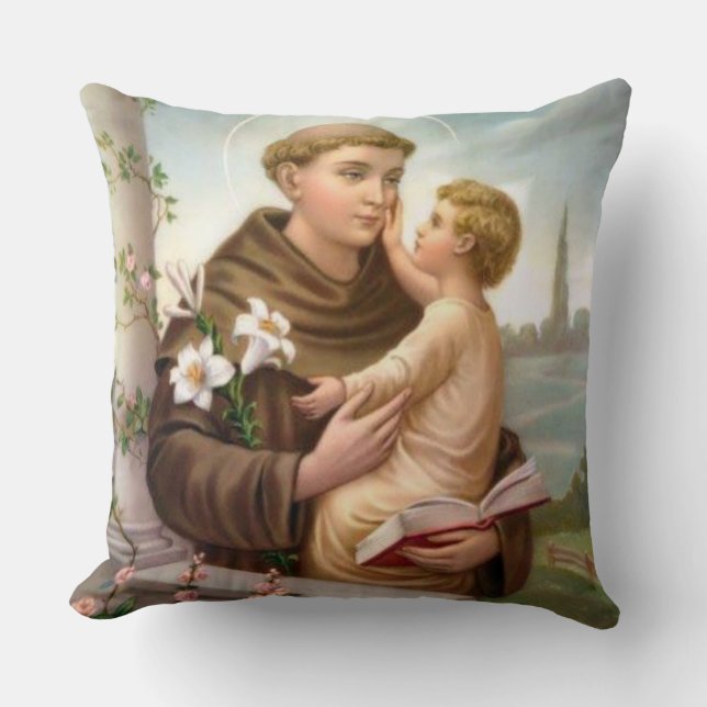 St Anthony von Padua-Baby Jesus Kissen (Vorderseite)