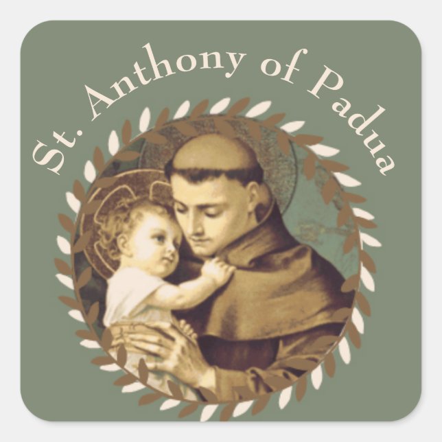 St. Anthony von Padua Baby Jesus Quadratischer Aufkleber (Vorderseite)