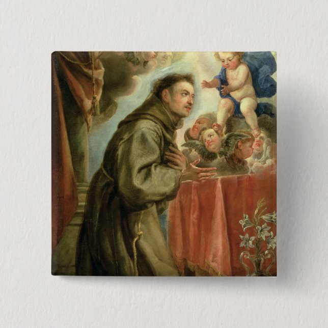 St Anthony von Padua das Christus-Kind verehrend Button (Vorderseite)