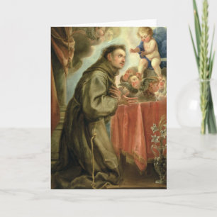 St Anthony von Padua das Christus-Kind verehrend Karte