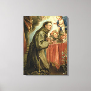 St Anthony von Padua das Christus-Kind verehrend Leinwanddruck