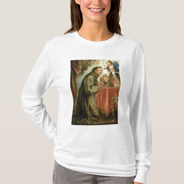 St Anthony von Padua das Christus-Kind verehrend T-Shirt (Vorderseite)