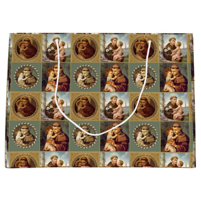 St Anthony von Padua mit Baby Jesus Große Geschenktüte (Vorderseite)