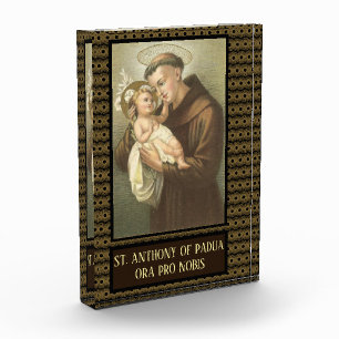 St Anthony von Padua mit Baby-Jesus-Latein Fotoblock
