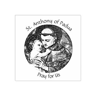 St. Anthony von Padua mit dem Baby Jesus Gummistempel