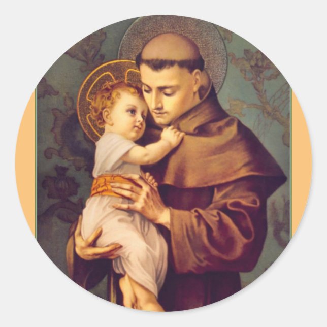 St. Anthony von Padua mit dem Baby Jesus Runder Aufkleber (Vorderseite)