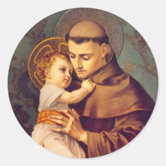 St. Anthony von Padua mit dem Baby Jesus Runder Aufkleber