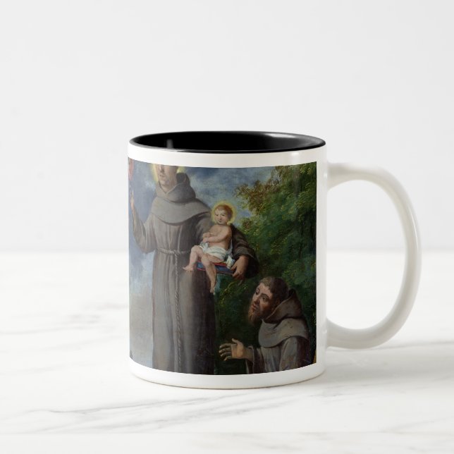 St Anthony von Padua predigend zu den Fischen Zweifarbige Tasse (Rechts)