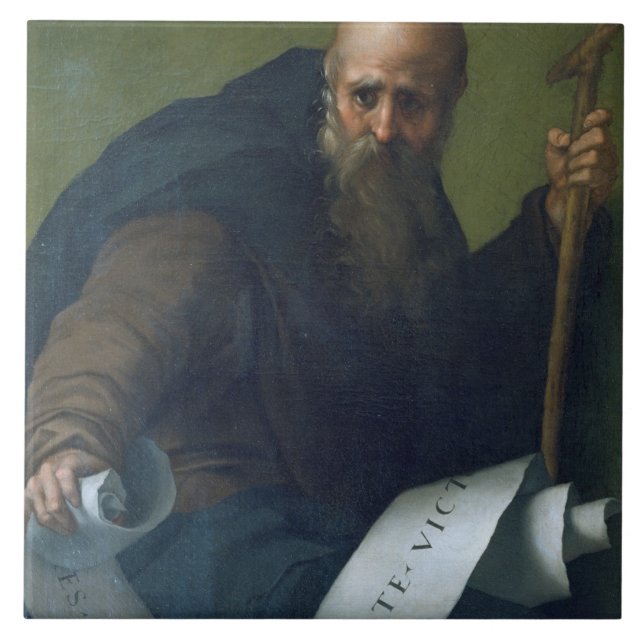 St- Anthonyabt (c.251-356) c.1518-19 (Öl auf Ca Fliese (Vorderseite)