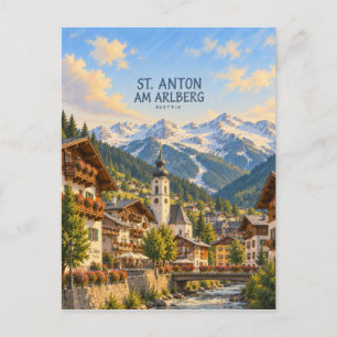 St. Anton am Arlberg Malerische Reise Kunst Postkarte