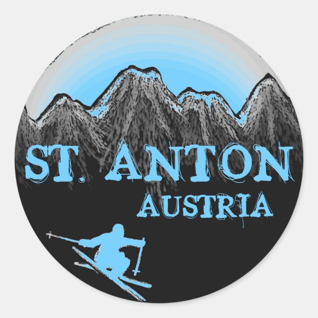 St. Anton Austria Skier Aufkleber (Vorderseite)