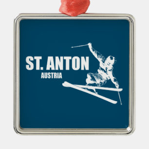 St. Anton Austria Skier Ornament Aus Metall