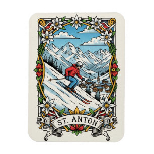 St. Anton Österreich Skifahrer Skifahren Magnet