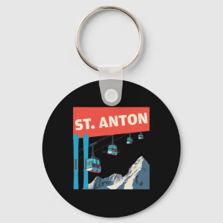 St. Anton Skifahren - Retro St. Anton Ski Schlüsselanhänger