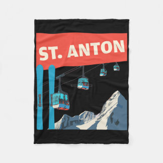 St. Anton Skifahren - Retro St. Anton Skifahren Fleecedecke