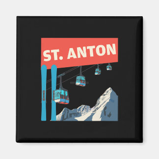 St. Anton Skifahren - Retro St. Anton Skifahren Magnet