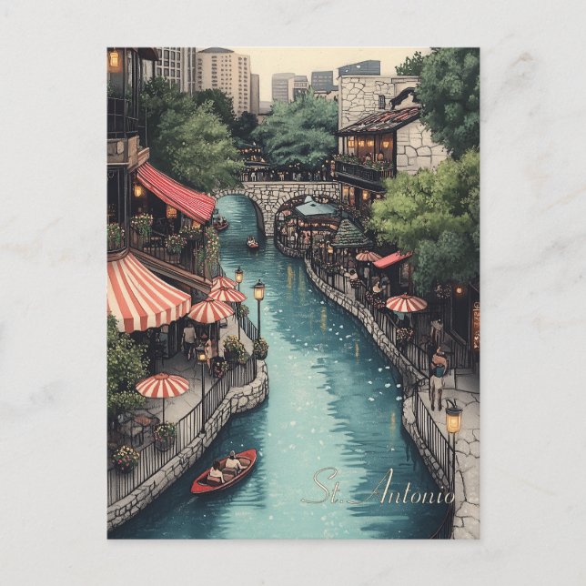 St. Antonio Texas Travel Postkarte (Vorderseite)