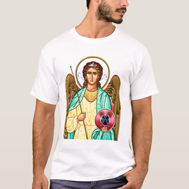St. Archangel Gabriel Orthodoxe Ikone T-Shirt (Vorderseite)