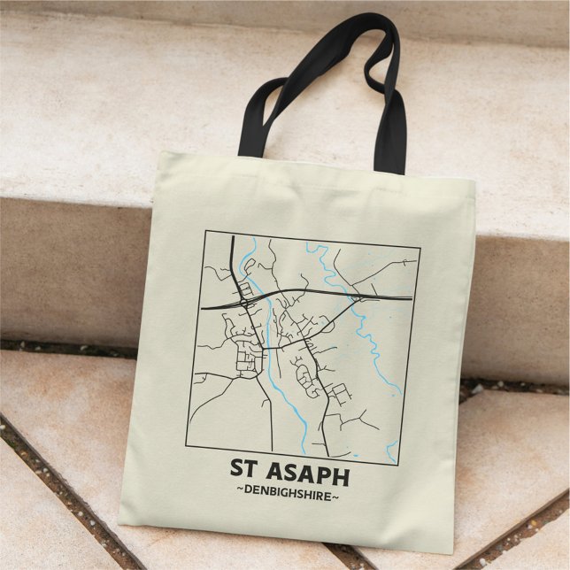 St Asaph, Denbighshire City Map Tote Bag Tragetasche (Von Creator hochgeladen)