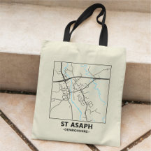 St Asaph, Denbighshire Stadtplan-Tasche