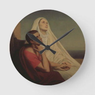 St. Augustine and his mother St. Monica, 1855 Runde Wanduhr