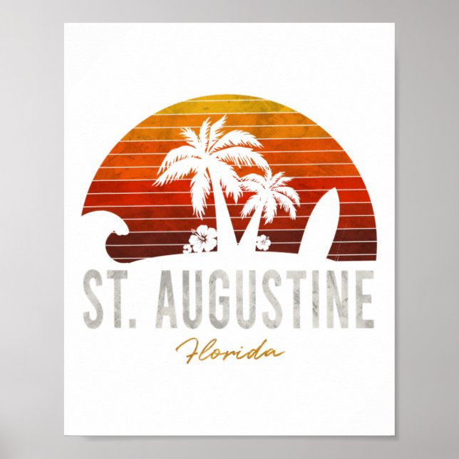 St. Augustine Beach Florida Fl Palms Vacation Surf Poster (Vorne)