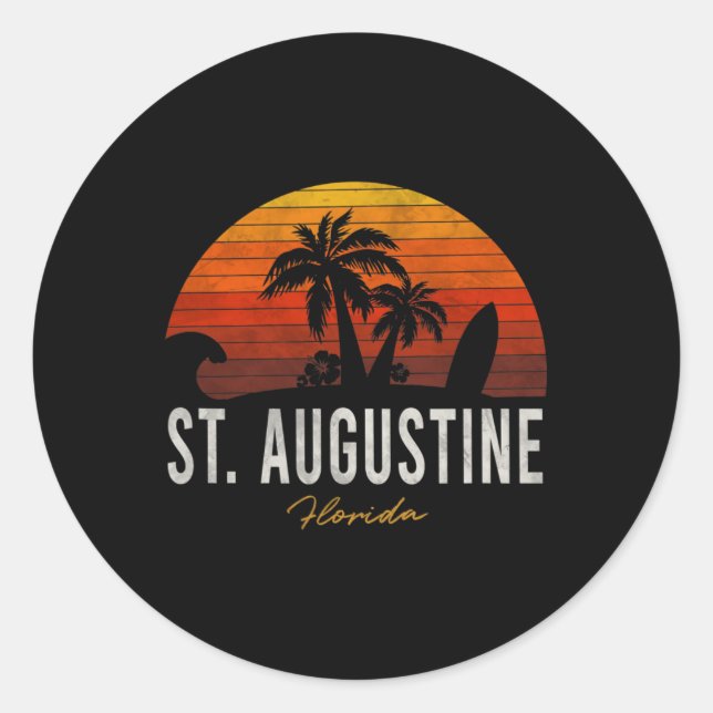 St. Augustine Beach Florida Fl Palms Vacation Surf Runder Aufkleber (Vorderseite)