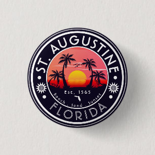 St Augustine Beach Florida Sunset Beach Palm Tree Button