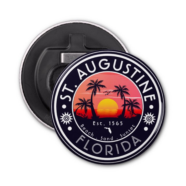 St Augustine Beach Florida Sunset Beach Palm Tree Flaschenöffner (Vorderseite)