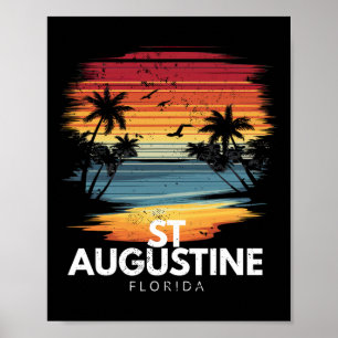 St Augustine Beach Florida Surfbrett Surfen Vinta Poster