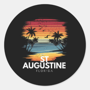 St Augustine Beach Florida Surfbrett Surfen Vinta Runder Aufkleber