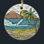 St Augustine Beach Florida Vintag Keramik Ornament<br><div class="desc">St Augustine Beach handgezeichnete Illustration mit Bergen und Meereswellen im Hintergrund. Ideal für alle,  die den Strand von St Augustine besuchen möchten.</div>