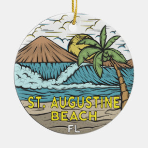 St Augustine Beach Florida Vintag Keramik Ornament