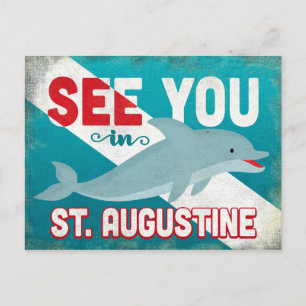 St Augustine Dolphin - Retro Vintage Reise Postkarte