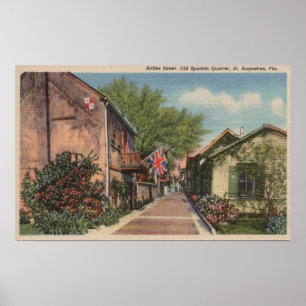 St Augustine, FL - Aviles-St. auf altes Spanischen Poster