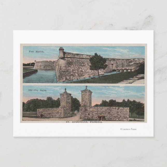 St. Augustine, FL - Sicht auf Ft. Marion & City Postkarte (Vorderseite)