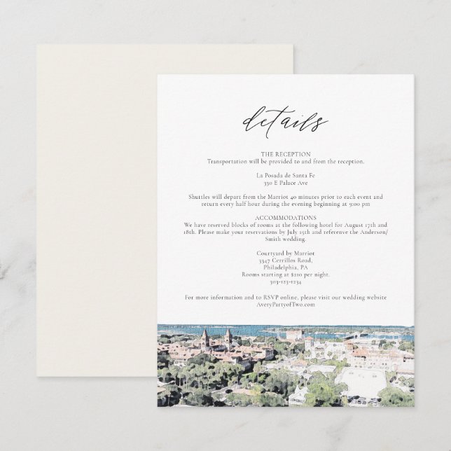 ST AUGUSTINE Fl Skyline Zieldetails-Karte Einladung (Vorne/Hinten)