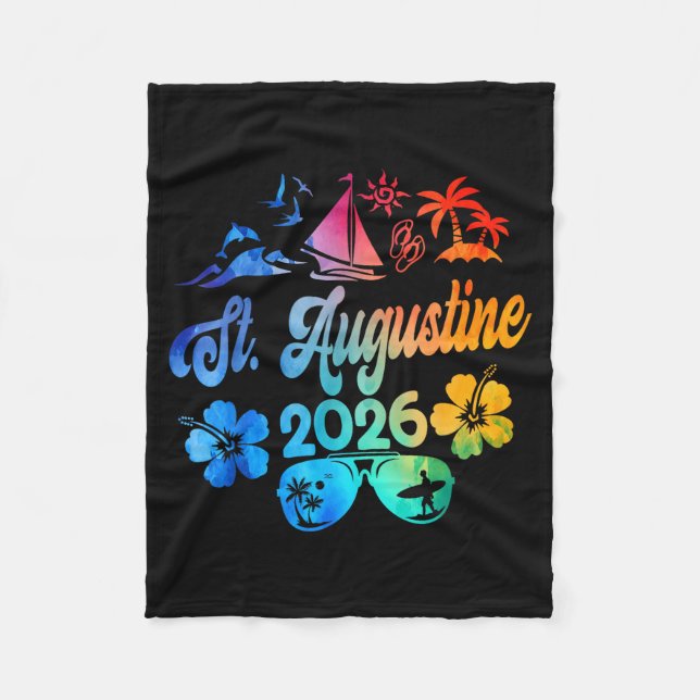 St. Augustine Florida 2026 Urlaub Tie Dye Sommer Fleecedecke (Vorderseite)