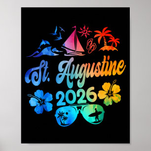 St. Augustine Florida 2026 Urlaub Tie Dye Sommer Poster
