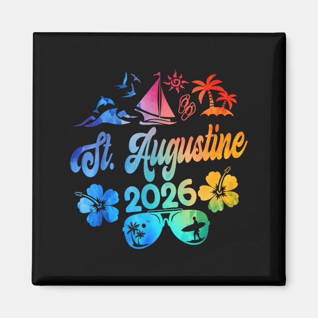 St. Augustine Florida 2026 Vacation Tie Dye Summer Magnet (Vorne)