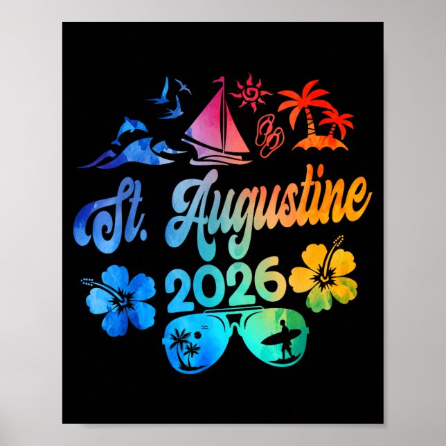 St. Augustine Florida 2026 Vacation Tie Dye Summer Poster (Vorne)