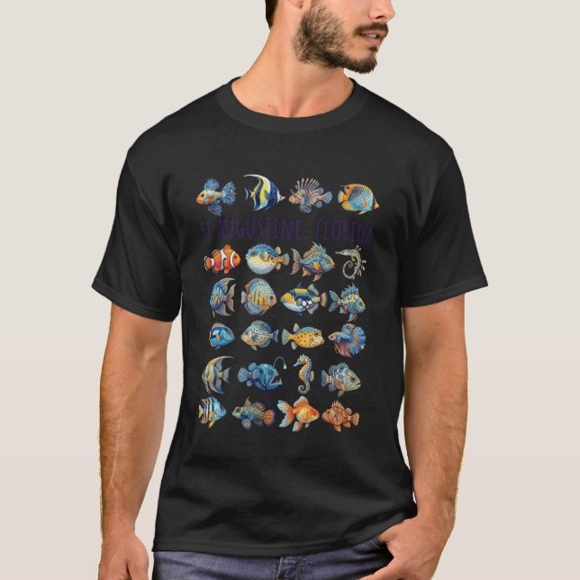 St Augustine Florida Buntes Fischdesign Langarm T-Shirt (Vorderseite)