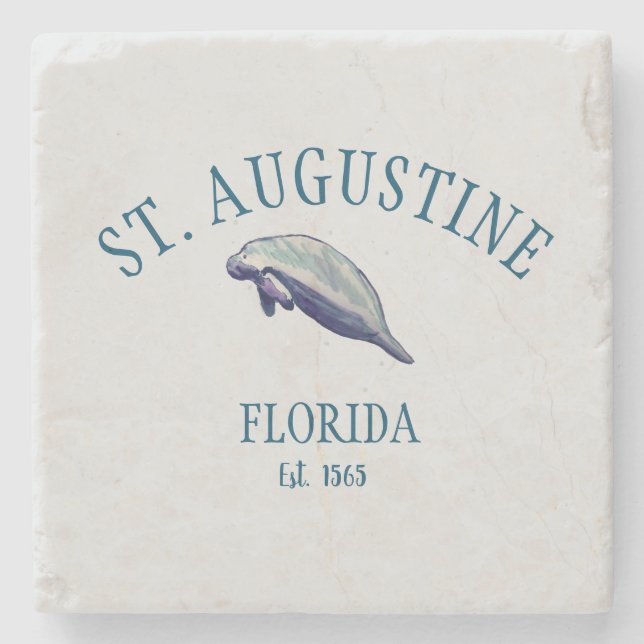 St Augustine Florida Est Beach Manatee Steinuntersetzer (Vorderseite)