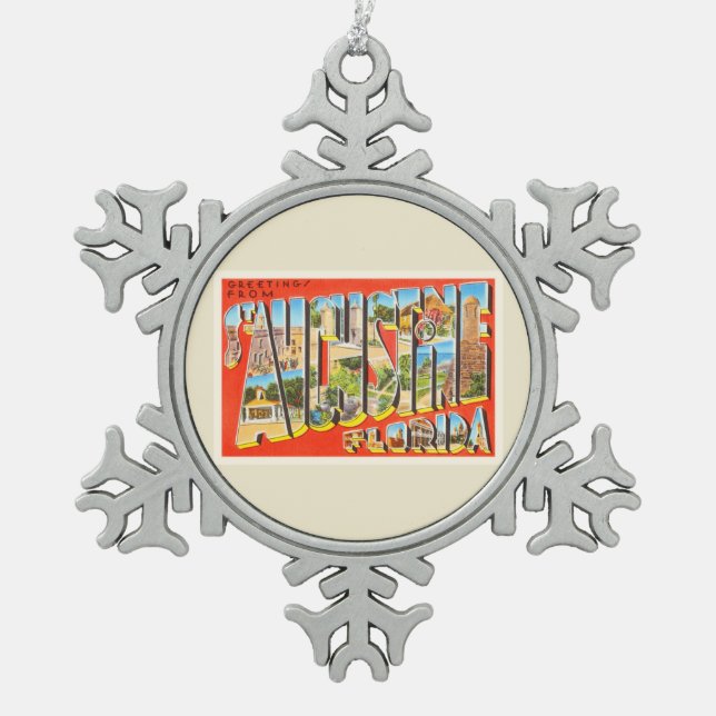 St. Augustine Florida FL Wanderung Schneeflocken Zinn-Ornament (Vorderseite)
