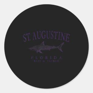 St. Augustine Florida Hai vintage Pflaume Kunst Runder Aufkleber
