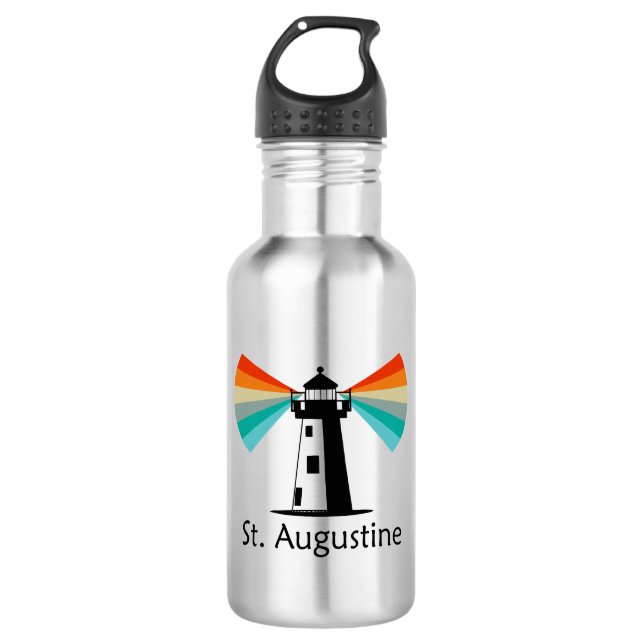 St. Augustine Florida Leuchtturm Regenbogen Edelstahlflasche (Vorderseite)