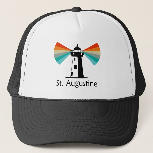St. Augustine Florida Leuchtturm Regenbogen Truckerkappe (Vorderseite)