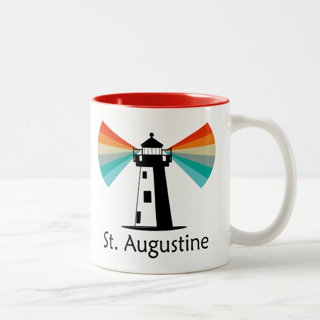 St. Augustine Florida Lighthouse Rainbow Zweifarbige Tasse (Rechts)