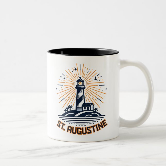 St. Augustine Florida Lighthouse Sunrise Zweifarbige Tasse (Rechts)